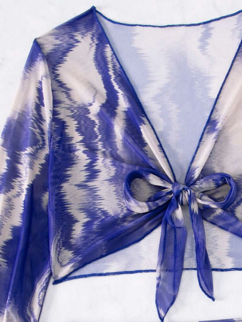 Sexy Tie-Dye Five-Piece Bikini Set - Includes Headscarf Women's Swimwear