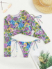 Sexy Three-Piece Long Sleeve Mesh Bikini Set - Sun Protection Beachwear