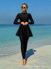 2025 New European Solid Long Sleeve One-Piece Swimsuit With Mesh Skirt Diving Style