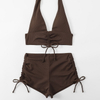 2025 New Fashion European Bikini With Ribbed Fabric, Two-Piece Design For Women