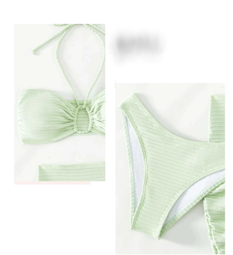Custom 3-Piece Bikini Set with Sheer Skirt - Halter Solid Color Sexy Swimwear