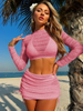 Custom 4-Piece Solid Color Bikini Set - Mesh Backless Sexy Women's Swimsuit