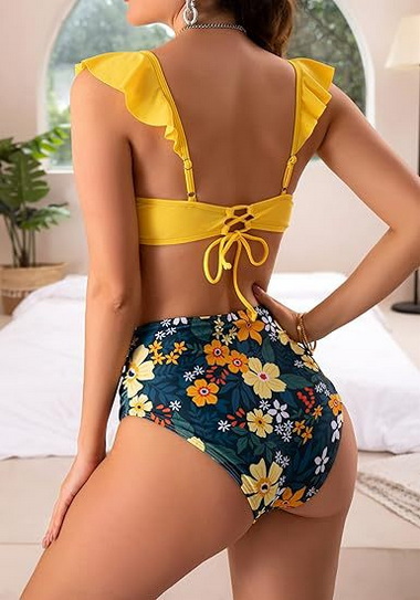 2025 New Women's Swimsuit &ndash; Western Style Ruffled Bikini with Push-Up Support_5