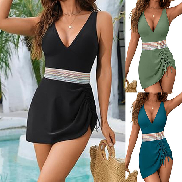 2025 Sexy One-Piece Swimsuit – Western Style Open Back Printed Bikini Cover-Up Set