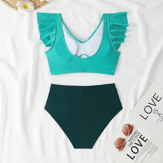 Western Style Ribbed Bandeau Bikini &ndash; High Cut Twist Front Sexy Swimwear_06