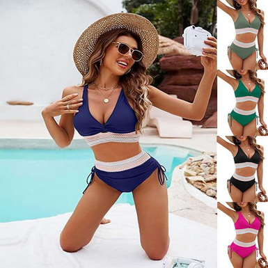 Western Style Bandeau Bikini – High Cut Twist Front Sexy Swimwear