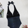 2025 New European and American Black Snakeskin One-Piece Bikini Sexy High-End Swimsuit