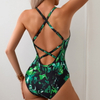 New Western Style One-Piece Swimsuit – Printed Tight Fit Open Back Swimwear