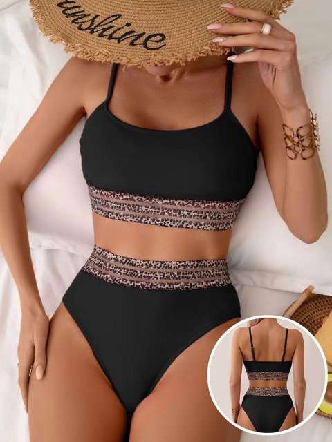 2025 New Western Style Two-Piece Bikini – High Waist Strappy Back Swimwear
