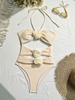 Sexy Solid Color Floral One-Piece Bikini - INS Style Beach Vacation Swimsuit