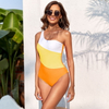 2025 New European Solid Patchwork One-Piece Swimsuit Swimwear