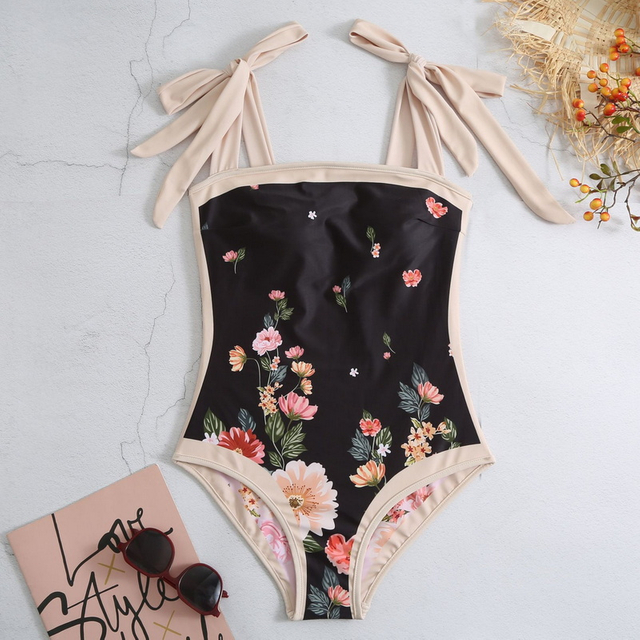 2025 New Moroccan Print One-Piece Sheer Skirt Two-Piece Swimsuit