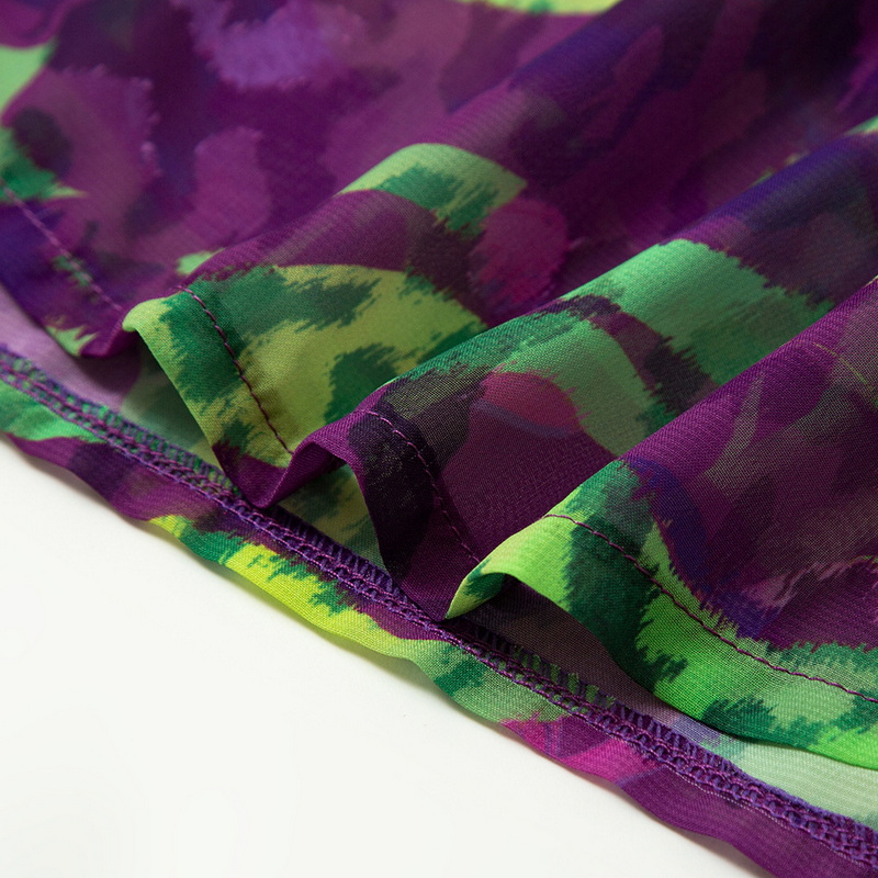 New Printed Stripe Tie-Dye Chiffon Beach Pants Set European Fashion_05