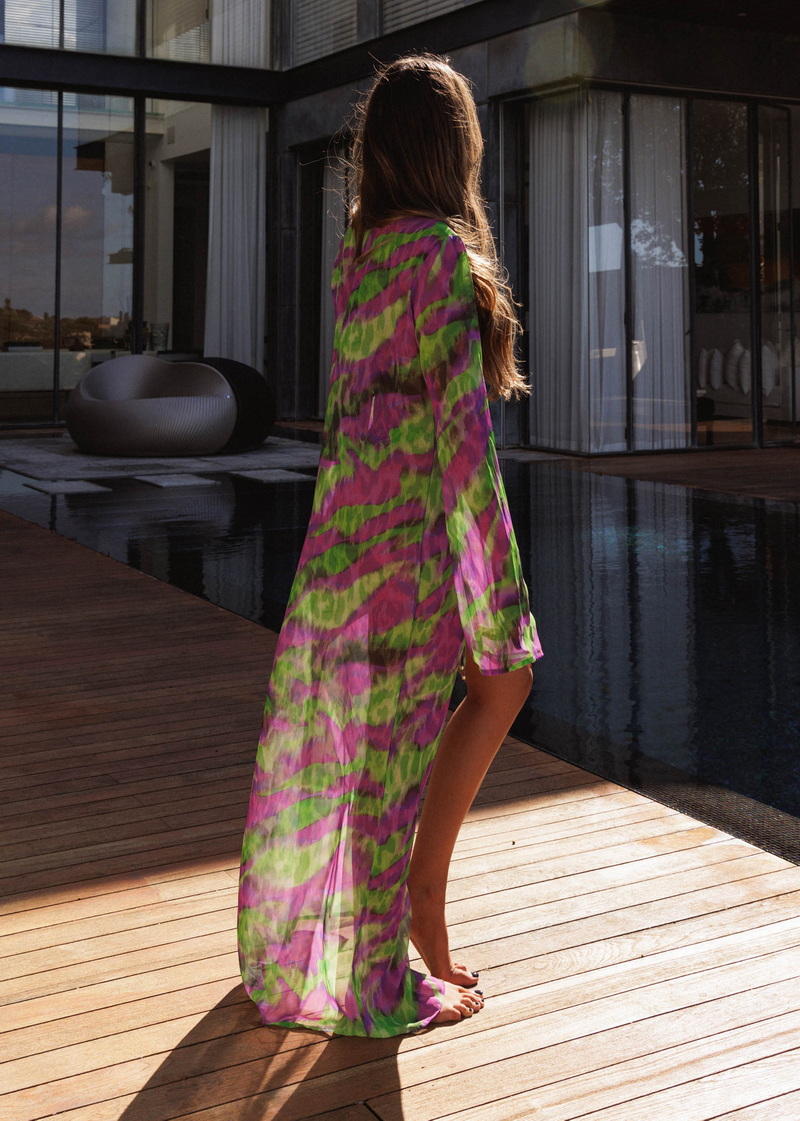 Printed Beach Skirt Three-Piece Set Striped Sexy Backless Bikini Export