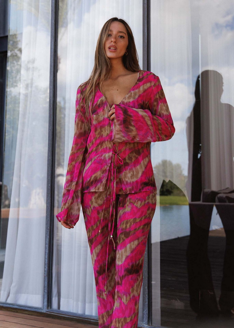 Bikini Set With Printed Tie-Up Chiffon Two-Piece European Export