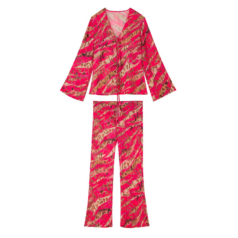 Bikini Set With Printed Tie-Up Chiffon Two-Piece European Export_06
