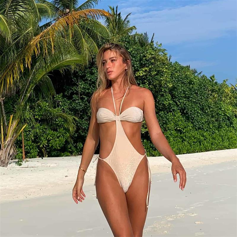 Hot Selling Sexy Tie-Up Halter One-Piece Swimsuit Export Style