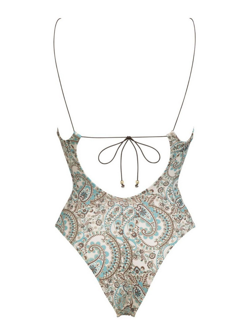New Sexy Deep-V One-Piece Swimsuit – Summer Print Tie-Back Backless Swimsuit for Women