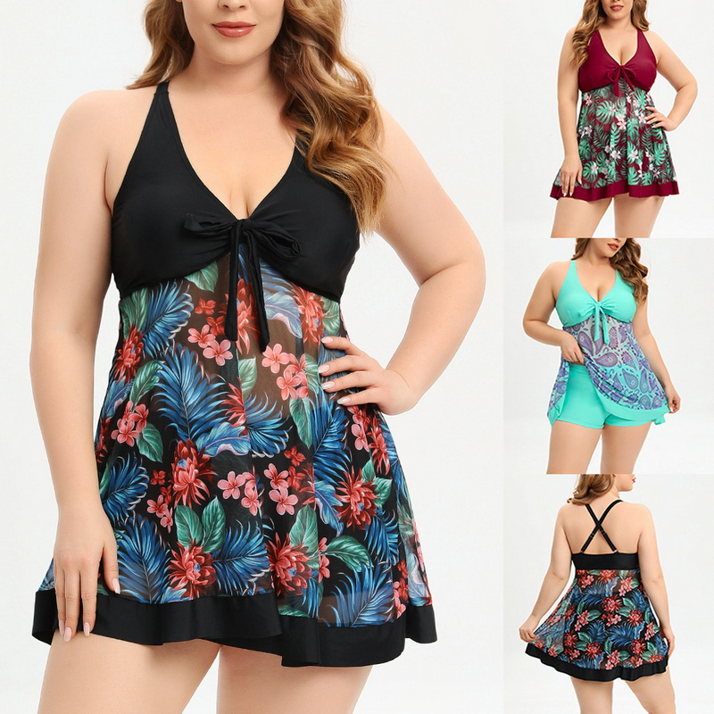 New European Big Size Women's Bikini Swimwear with Boyshorts