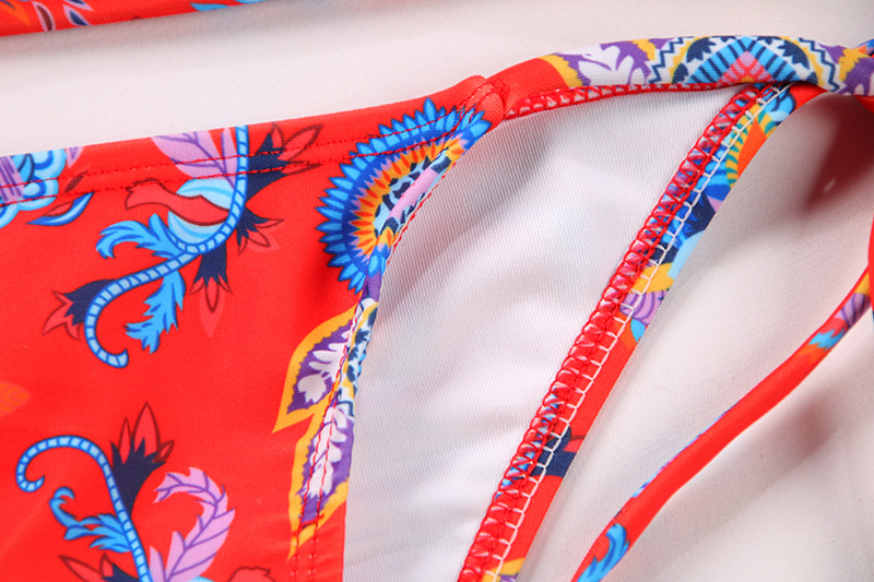 Sexy Floral Print Long Strap Bikini Backless Two-Piece Swimsuit European Export_11
