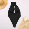 Solid One-Shoulder High-Waist One-Piece Swimsuit Sexy Cutout Bikini European Style