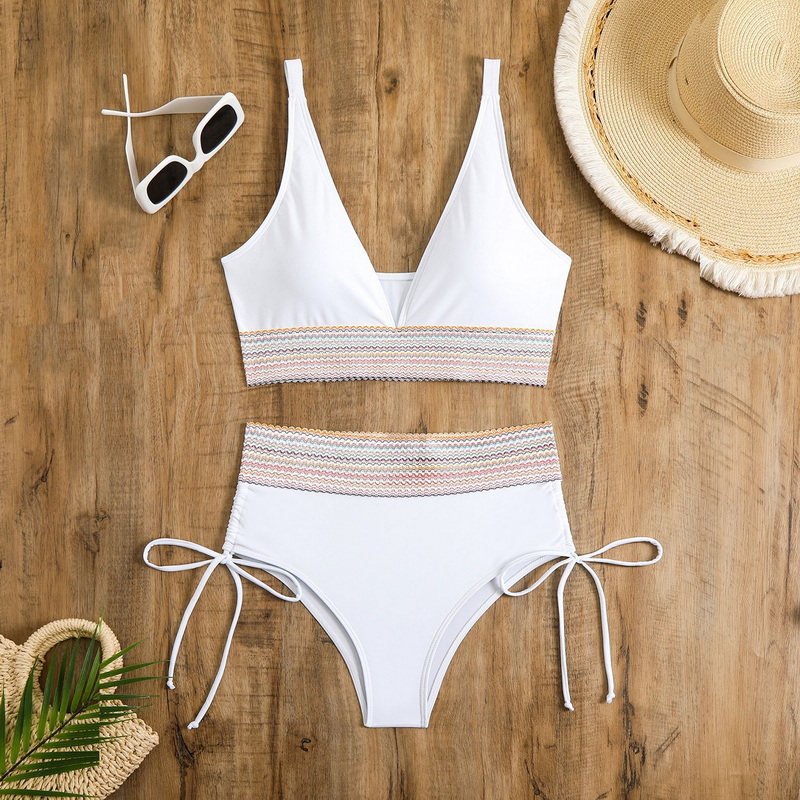 2025 New Solid Color Webbing Hot-Selling High-Waisted Bikini Set In Stock Wholesale_01