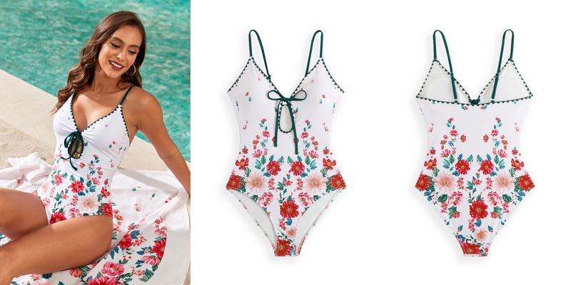 2025 New Custom Floral Shell-Edge One-Piece Swimsuit Set_18