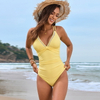 2025 New Solid Accessory One-Piece Swimsuit Hot-Selling Open-Back European Style
