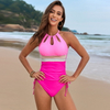 2025 New Solid Patchwork One-Piece Swimsuit With Belt Hot-Selling Design