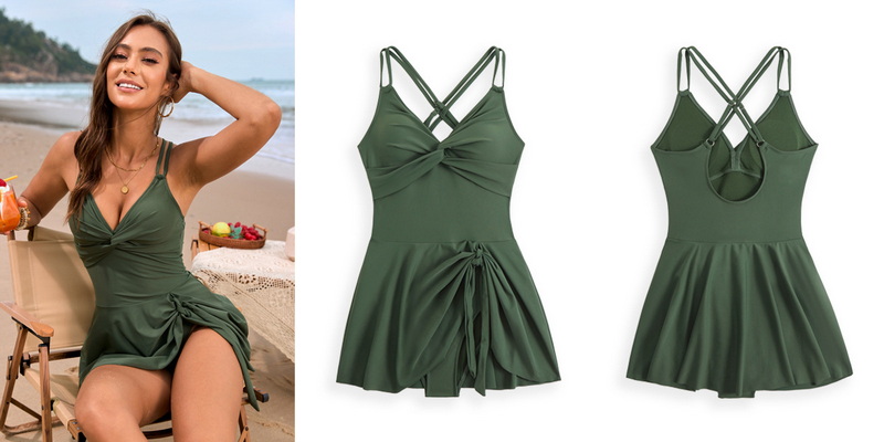 2025 New Twisted Cross Skirted One-Piece Swimsuit Hot-Selling One-Piece Design_18