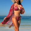 2025 New Three-Piece Bikini Set With Miami Style Tassel Cover-Up Hot-Selling Swimwear