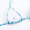 Sexy Floral Strap Spliced Bikini With Lace Trim For Women European Style