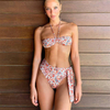 High-Waist Tie Bikini Solid Color With Printed Backless Style Export
