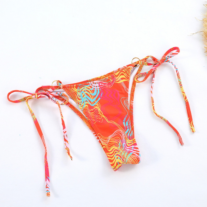 Backless Printed Three-Ring Tie Bikini Sexy Two-Piece European Style_14