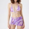 Sexy Three-Piece Mesh Skirt Bikini Set - Tie-Up Women's Swimwear
