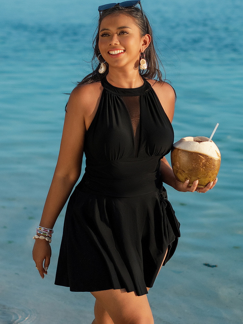 2025 Plus Size One-Piece Swimsuit - European Style Skirted Swimwear_19