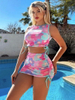 Sexy Four-Piece Printed Mesh Bikini Set - Women's Beach Swimwear