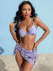 Sexy Light Purple One-Piece Bikini - Steel Support Three-Piece Beach Swimsuit