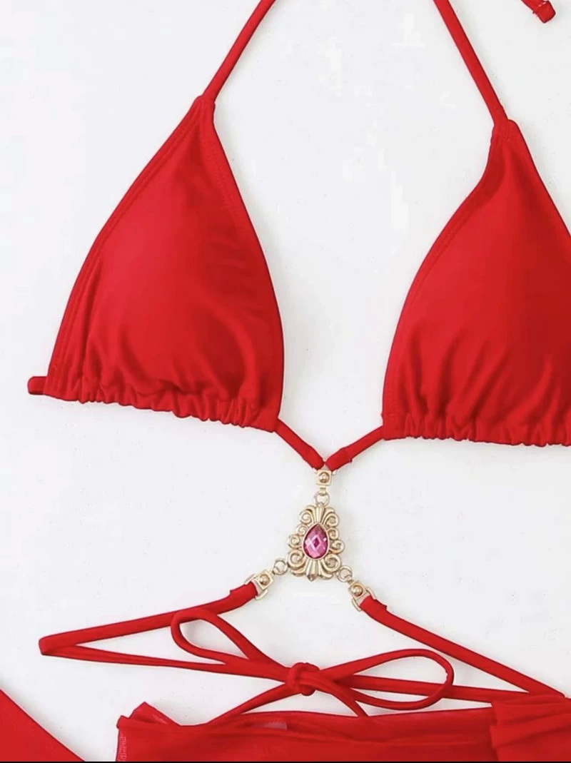 Sexy Three-Piece Mesh Gem Bikini Set - Hot Seller Women's Swimwear