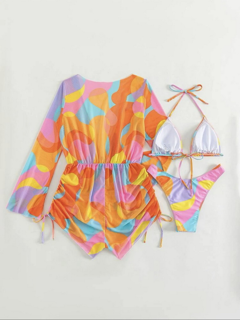 Sexy Three-Piece Printed Mesh Bikini Set - Hot Seller for Beach Vacations_13