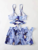 Sexy Marble Print Three-Piece Bikini Set - Beach Skirt Swimsuit