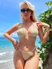 Sexy Halter Bikini Set - Solid Color Floral Swimsuit for Women