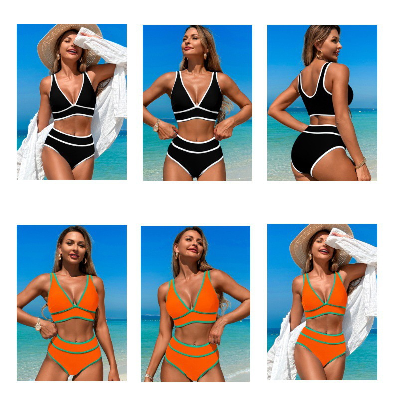 New 2025 European and American Style Ruched Bikini Sports Two-Piece Swimsuit (1)
