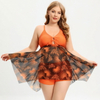 New Plus Size Spa Swimsuit for Women - Quick-Dry Mesh Skirted Two-Piece European Swimwear with Boyshorts