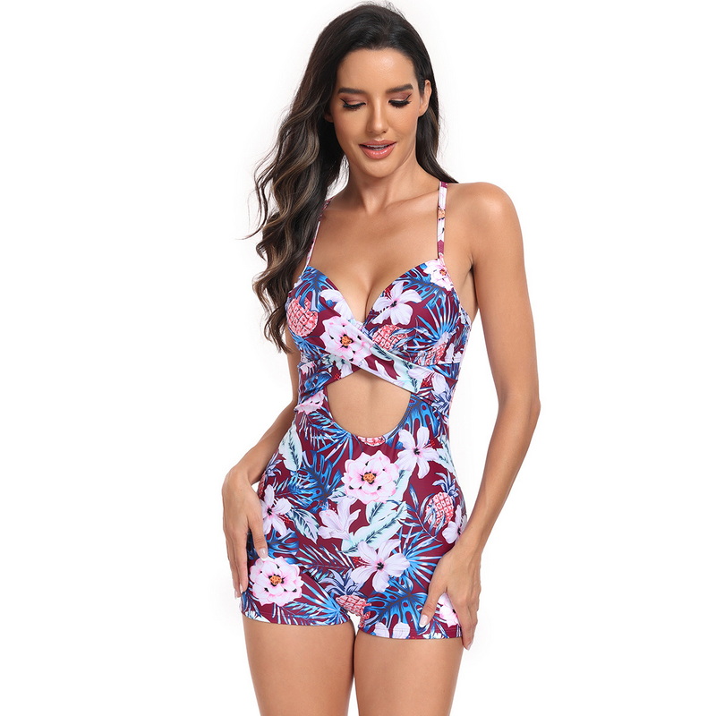 New Sports Quick-Dry European One-Piece Swimsuit - Hollow Out Bikini with Boyshort Bottoms_13