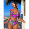 2025 New European Ruffled Open Back Bikini With Sexy Two-Piece Design