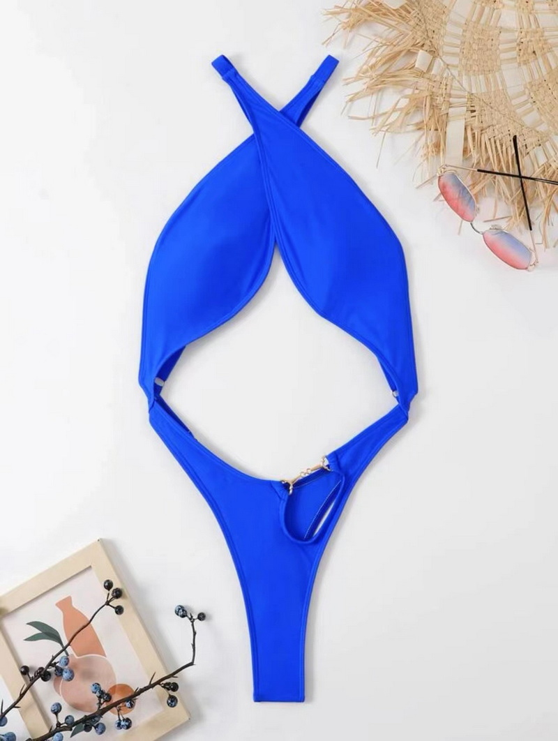Sexy Solid Color Tie One-Piece Bikini - Women's Swimwear_05
