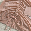 High-Waist Three-Piece Bikini Set - Tie-Up Drawstring Chain Detail