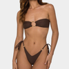 Solid Strapless Bandeau Bikini Two-Piece Swimsuit European Style