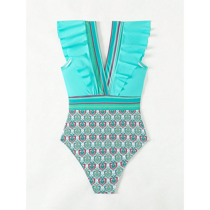 2024 New European One-Piece Swimsuit With Sexy V-Neck, Ruffles, And Open Back_02